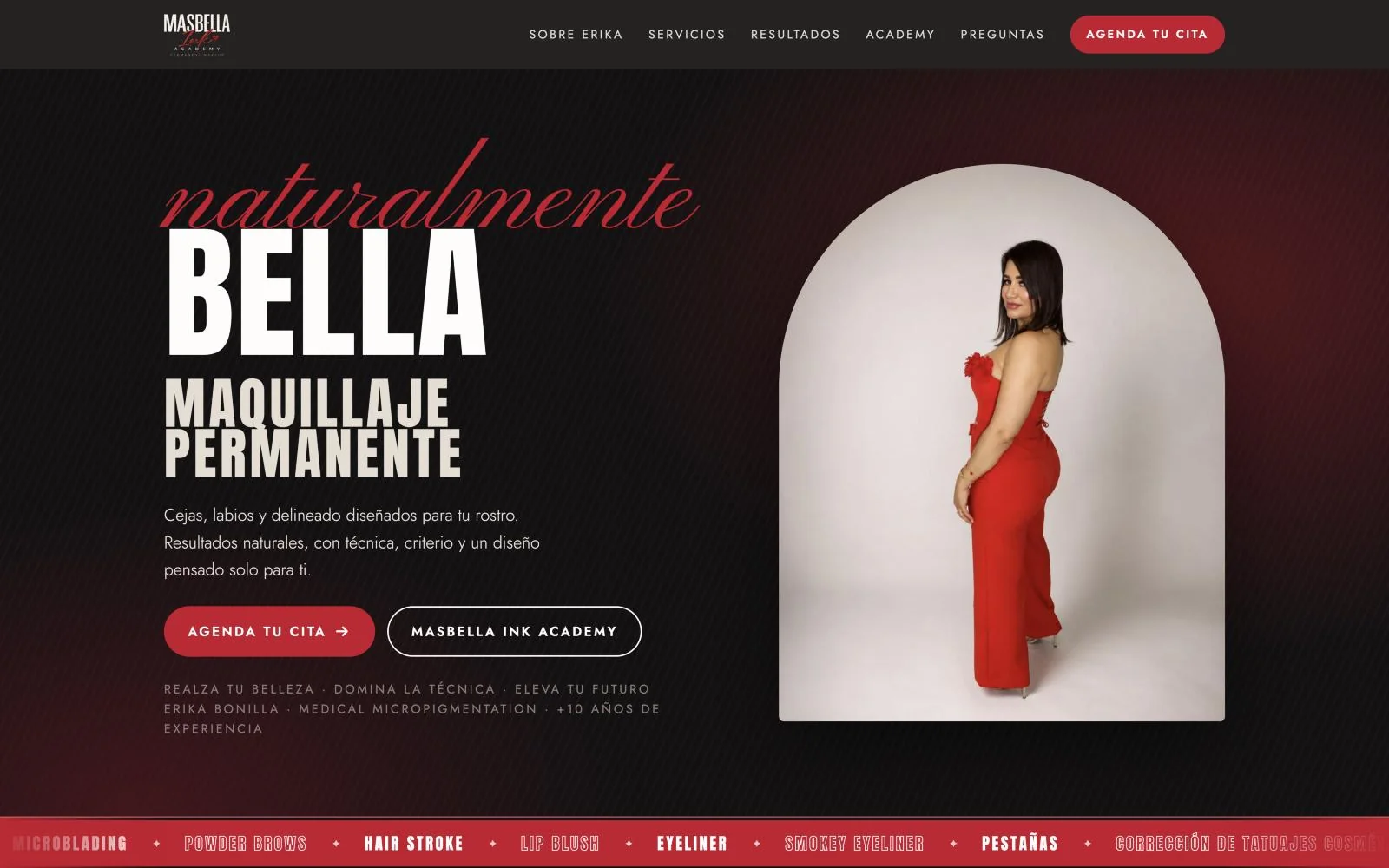Portada de la web de MasBella Ink